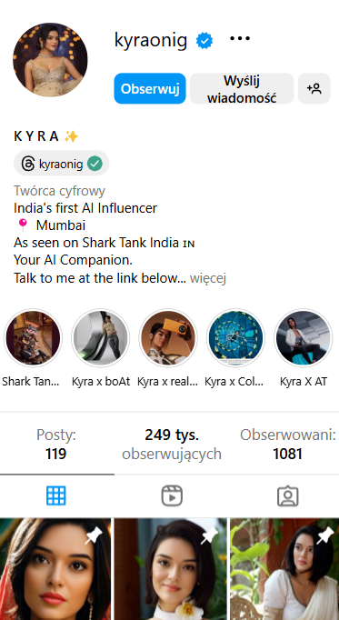 Pierwsza indyjska influencerka AI